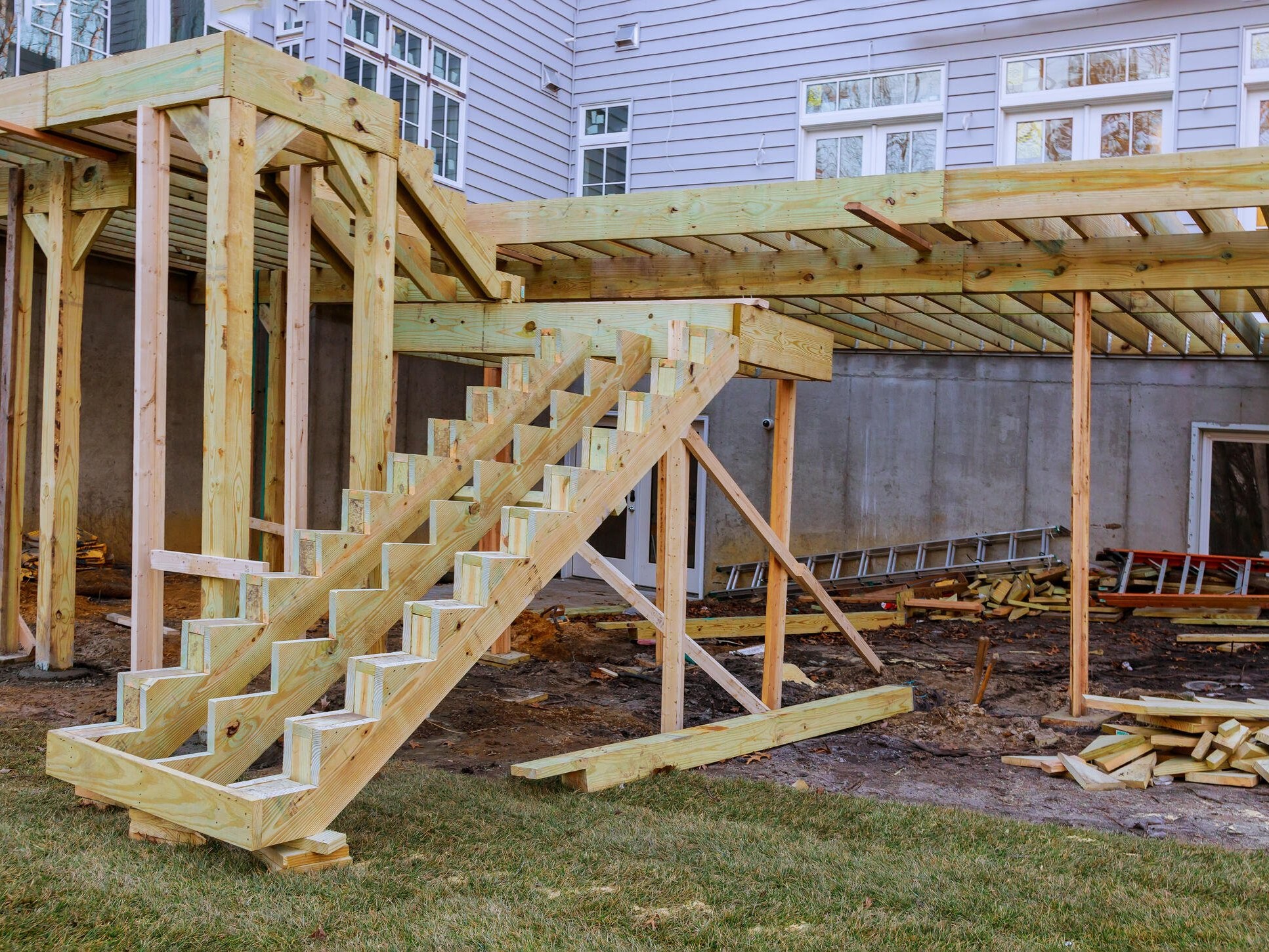 Timber deck frame construction