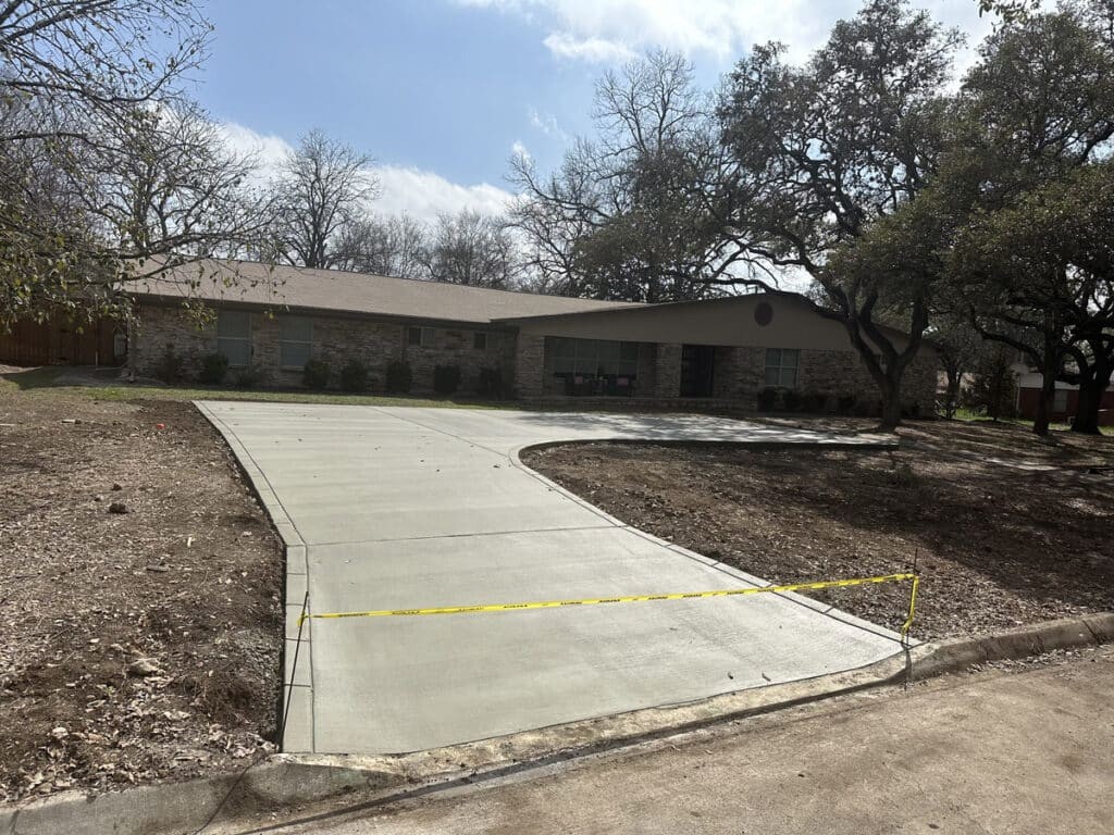 Completed concrete driveway
