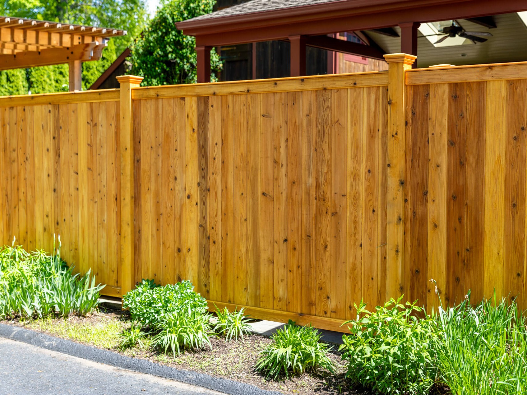 Completed timber fence
