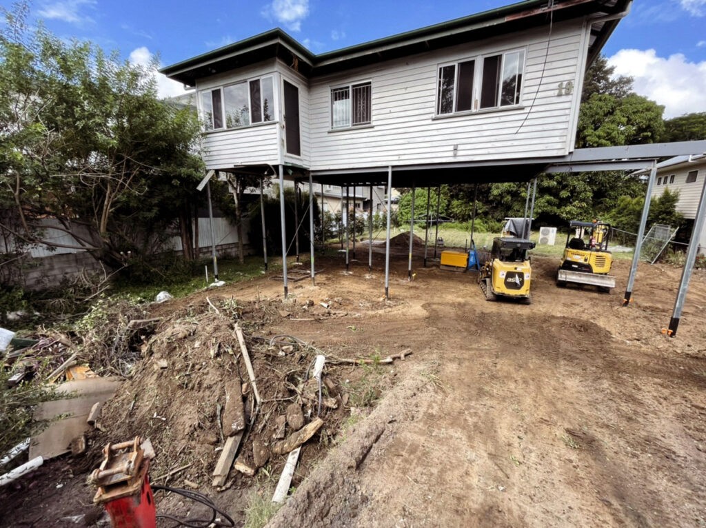 Foundation work under raised house